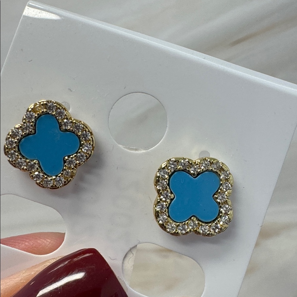 Clover Turquoise Gold Earrings
